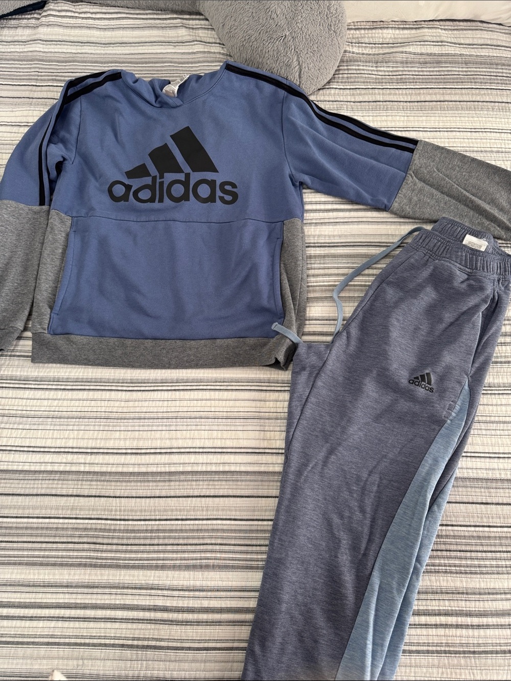 adidas Boys Blue and Gray Sweatshirt & men’s blue Joggers